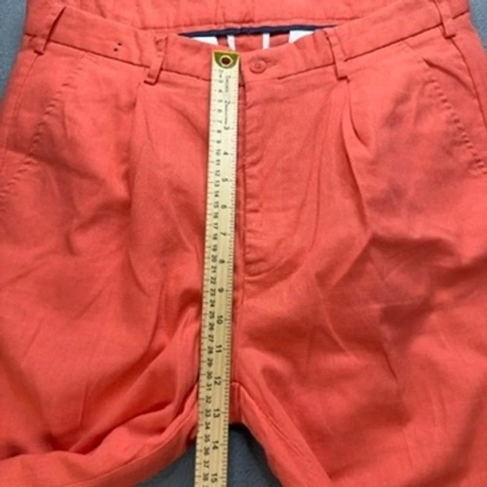 TRUST Pleated Linen Blend Trousers Relaxed Fit 34x32 (FIT 34x28) Orange Pants